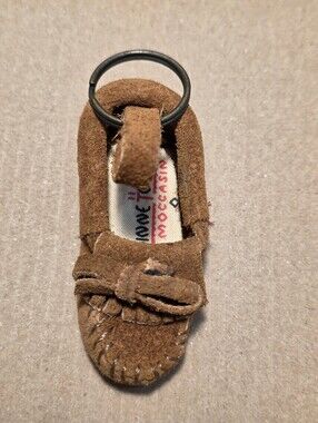 Minnetonka Tan Suede Moccasin Mini Moc Keychain 2006